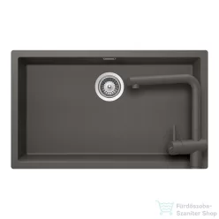   Schock KAIA N-100XL konyhai mosogatótálca Schock Epos konyhai csapteleppel kihúzható fejjel, CRISTADUR® Silverstone 756x446 mm, sötétszürke SETKN100XLEEXSILV