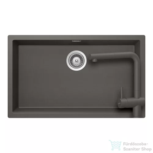 Schock KAIA N-100XL konyhai mosogatótálca Schock Epos konyhai csapteleppel kihúzható fejjel, CRISTADUR® Silverstone 756x446 mm, sötétszürke SETKN100XLEEXSILV