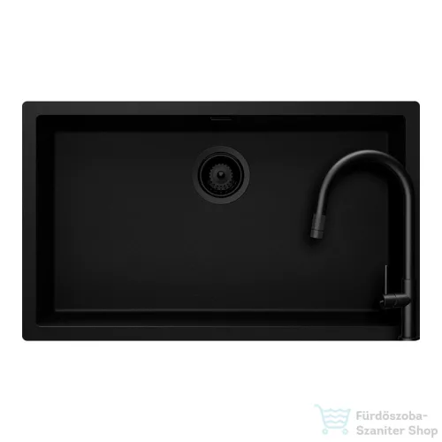 Schock KAIA N-100XL konyhai mosogatótálca Schock Talia konyhai csapteleppel kihúzható fejjel, CRISTADUR® Puro 756x446 mm, intenzív fekete SETKN100XLPUTENEG