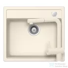 Schock MONO N-100 konyhai mosogatótálca Schock Epos konyhai csapteleppel kihúzható fejjel, CRISTADUR® Magnolia 570x510 mm, krémfehér SETMN100EEXMAGN