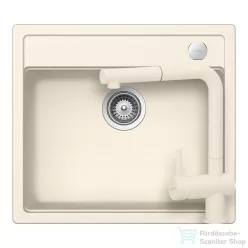   Schock MONO N-100 konyhai mosogatótálca Schock Epos konyhai csapteleppel kihúzható fejjel, CRISTADUR® Magnolia 570x510 mm, krémfehér SETMN100EEXMAGN