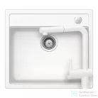 Schock MONO N-100 konyhai mosogatótálca Schock Epos konyhai csapteleppel kihúzható fejjel, CRISTADUR® Polaris 570x510 mm, hófehér SETMN100EEXPOLA