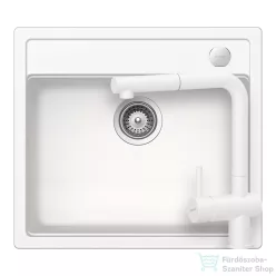  Schock MONO N-100 konyhai mosogatótálca Schock Epos konyhai csapteleppel kihúzható fejjel, CRISTADUR® Polaris 570x510 mm, hófehér SETMN100EEXPOLA