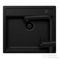   Schock MONO N-100 konyhai mosogatótálca Schock Epos konyhai csapteleppel kihúzható fejjel, CRISTADUR® Puro 570x510 mm, intenzív fekete SETMN100EEXPURO