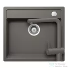 Schock MONO N-100 konyhai mosogatótálca Schock Epos konyhai csapteleppel kihúzható fejjel, CRISTADUR® Silverstone 570x510 mm, sötétszürke SETMN100EEXSILV