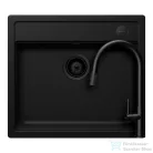 Schock MONO N-100 konyhai mosogatótálca Schock Talia konyhai csapteleppel kihúzható fejjel, CRISTADUR® Puro 570x510 mm, intenzív fekete SETMN100PUTENEG