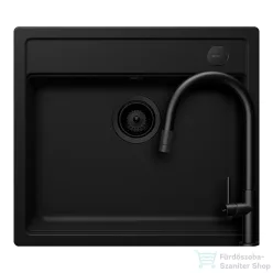   Schock MONO N-100 konyhai mosogatótálca Schock Talia konyhai csapteleppel kihúzható fejjel, CRISTADUR® Puro 570x510 mm, intenzív fekete SETMN100PUTENEG