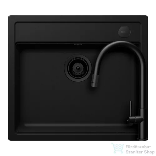Schock MONO N-100 konyhai mosogatótálca Schock Talia konyhai csapteleppel kihúzható fejjel, CRISTADUR® Puro 570x510 mm, intenzív fekete SETMN100PUTENEG