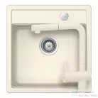 Schock MONO N-100S konyhai mosogatótálca Schock Epos konyhai csapteleppel kihúzható fejjel, CRISTADUR® Magnolia 490x510 mm, krémfehér SETMN100SEEXMAGN
