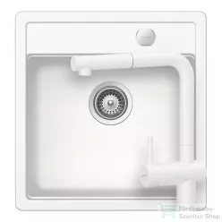   Schock MONO N-100S konyhai mosogatótálca Schock Epos konyhai csapteleppel kihúzható fejjel, CRISTADUR® Polaris 490x510 mm, hófehér SETMN100SEEXPOLA