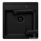 Schock MONO N-100S konyhai mosogatótálca Schock Epos konyhai csapteleppel kihúzható fejjel, CRISTADUR® Puro 490x510 mm, intenzív fekete SETMN100SEEXPURO