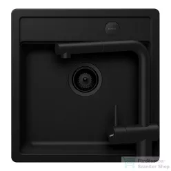   Schock MONO N-100S konyhai mosogatótálca Schock Epos konyhai csapteleppel kihúzható fejjel, CRISTADUR® Puro 490x510 mm, intenzív fekete SETMN100SEEXPURO