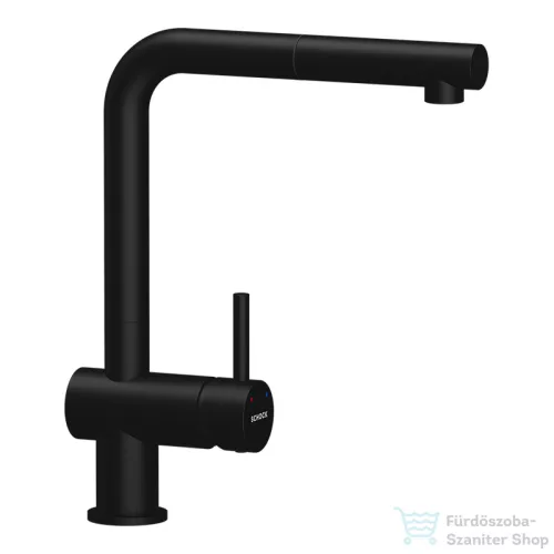 Schock MONO N-100S konyhai mosogatótálca Schock Epos konyhai csapteleppel kihúzható fejjel, CRISTADUR® Puro 490x510 mm, intenzív fekete SETMN100SEEXPURO