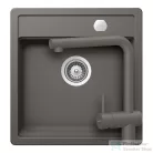 Schock MONO N-100S konyhai mosogatótálca Schock Epos konyhai csapteleppel kihúzható fejjel, CRISTADUR® Silverstone 490x510 mm, sötétszürke SETMN100SEEXSILV