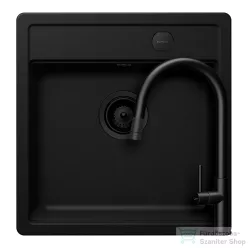   Schock MONO N-100S konyhai mosogatótálca Schock Talia konyhai csapteleppel kihúzható fejjel, CRISTADUR® Puro 490x510 mm, intenzív fekete SETMN100SPUTENEG