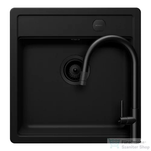 Schock MONO N-100S konyhai mosogatótálca Schock Talia konyhai csapteleppel kihúzható fejjel, CRISTADUR® Puro 490x510 mm, intenzív fekete SETMN100SPUTENEG