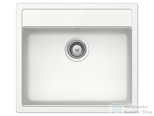 Schock NEMO N-100 konyhai mosogatótálca CRISTALITE® Alpina 570 x 510 mm, gránit kompozit, Schock Epos konyhai csapteleppel, fehér SETNN100EEXALPI