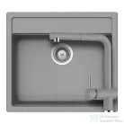 Schock NEMO N-100 konyhai mosogatótálca CRISTALITE® Croma 570 x 510 mm, gránit kompozit, Schock Epos konyhai csapteleppel, szürke SETNN100EEXCROM