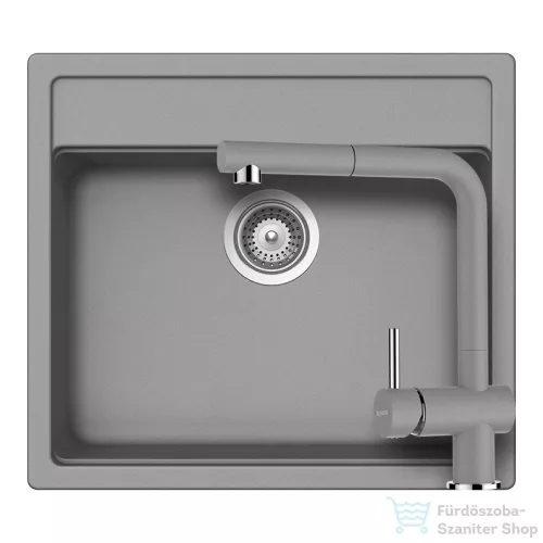 Schock NEMO N-100 konyhai mosogatótálca CRISTALITE® Croma 570 x 510 mm, gránit kompozit, Schock Epos konyhai csapteleppel, szürke SETNN100EEXCROM