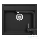 Schock NEMO N-100 konyhai mosogatótálca CRISTALITE® Nero 570 x 510 mm, gránit kompozit, Schock Epos konyhai csapteleppel, fekete SETNN100EEXNERO