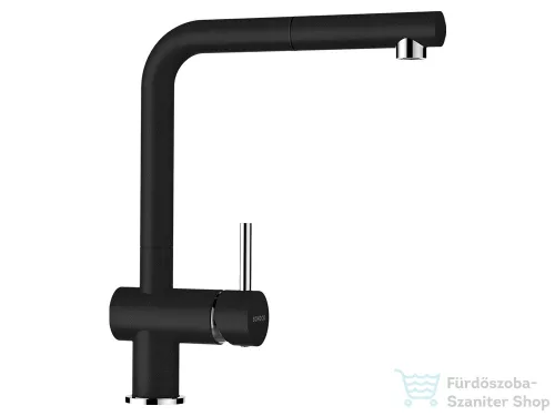Schock NEMO N-100 konyhai mosogatótálca CRISTALITE® Nero 570 x 510 mm, gránit kompozit, Schock Epos konyhai csapteleppel, fekete SETNN100EEXNERO