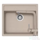 Schock NEMO N-100 konyhai mosogatótálca CRISTALITE® Sabbia 570 x 510 mm, gránit kompozit, Schock Epos konyhai csapteleppel, homok SETNN100EEXSABB
