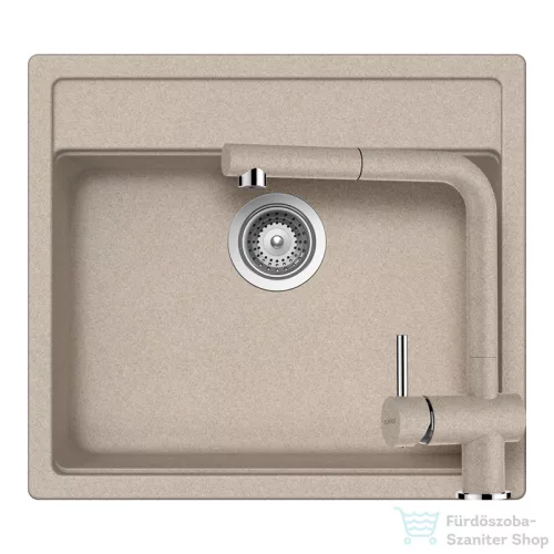 Schock NEMO N-100 konyhai mosogatótálca CRISTALITE® Sabbia 570 x 510 mm, gránit kompozit, Schock Epos konyhai csapteleppel, homok SETNN100EEXSABB