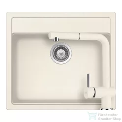   Schock NEMO N-100 konyhai mosogatótálca CRISTALITE® Vanilla 570 x 510 mm, gránit kompozit, Schock Epos konyhai csapteleppel, világos bézs SETNN100EEXVANI