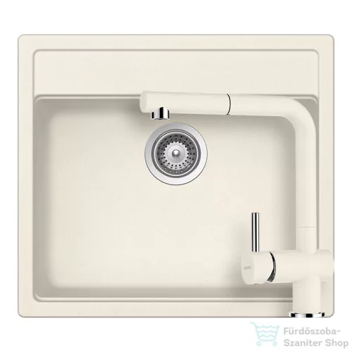 Schock NEMO N-100 konyhai mosogatótálca CRISTALITE® Vanilla 570 x 510 mm, gránit kompozit, Schock Epos konyhai csapteleppel, világos bézs SETNN100EEXVANI