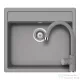 Schock NEMO N-100 konyhai mosogatótálca CRISTALITE® Croma 570 x 510 mm, gránit kompozit, Schock Plutos konyhai csapteleppel, szürke SETNN100PCROM