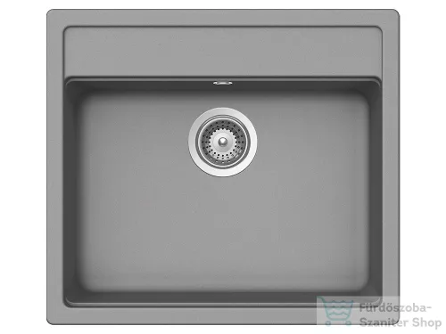 Schock NEMO N-100 konyhai mosogatótálca CRISTALITE® Croma 570 x 510 mm, gránit kompozit, Schock Plutos konyhai csapteleppel, szürke SETNN100PCROM