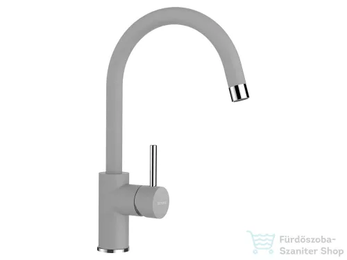 Schock NEMO N-100 konyhai mosogatótálca CRISTALITE® Croma 570 x 510 mm, gránit kompozit, Schock Plutos konyhai csapteleppel, szürke SETNN100PCROM
