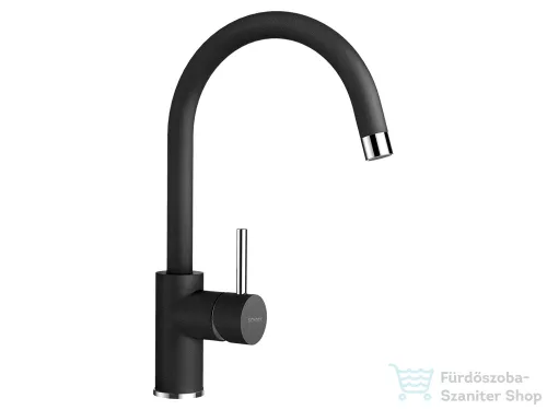 Schock NEMO N-100 konyhai mosogatótálca CRISTALITE® Nero 570 x 510 mm, gránit kompozit, Schock Plutos konyhai csapteleppel, fekete SETNN100PNERO