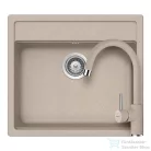 Schock NEMO N-100 konyhai mosogatótálca CRISTALITE® Sabbia 570 x 510 mm, gránit kompozit, Schock Plutos konyhai csapteleppel, homok SETNN100PSABB
