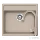 Schock NEMO N-100 konyhai mosogatótálca CRISTALITE® Sabbia 570 x 510 mm, gránit kompozit, Schock Plutos konyhai csapteleppel, homok SETNN100PSABB