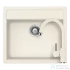 Schock NEMO N-100 konyhai mosogatótálca CRISTALITE® Vanilla 570 x 510 mm, gránit kompozit, Schock Plutos konyhai csapteleppel, világos bézs SETNN100PVANI