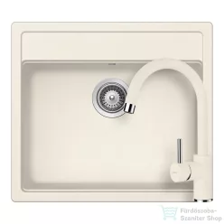   Schock NEMO N-100 konyhai mosogatótálca CRISTALITE® Vanilla 570 x 510 mm, gránit kompozit, Schock Plutos konyhai csapteleppel, világos bézs SETNN100PVANI