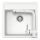 Schock NEMO N-100S konyhai mosogatótálca CRISTALITE® Alpina 490 x 510 mm, gránit kompozit, Schock Epos konyhai csapteleppel, fehér SETNN100SEEXALPI