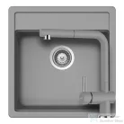 Schock NEMO N-100S konyhai mosogatótálca CRISTALITE® Croma 490 x 510 mm, gránit kompozit, Schock Epos konyhai csapteleppel, szürke SETNN100SEEXCROM