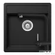 Schock NEMO N-100S konyhai mosogatótálca CRISTALITE® Nero 490 x 510 mm, gránit kompozit, Schock Epos konyhai csapteleppel, fekete SETNN100SEEXNERO