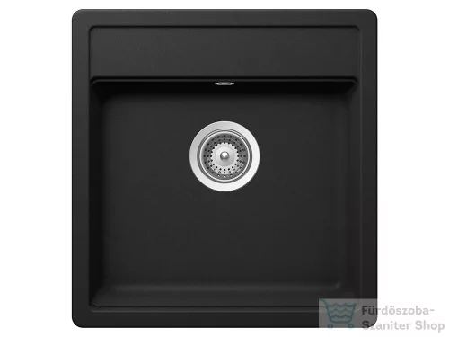 Schock NEMO N-100S konyhai mosogatótálca CRISTALITE® Nero 490 x 510 mm, gránit kompozit, Schock Epos konyhai csapteleppel, fekete SETNN100SEEXNERO