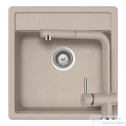Schock NEMO N-100S konyhai mosogatótálca CRISTALITE® Sabbia 490 x 510 mm, gránit kompozit, Schock Epos konyhai csapteleppel, homok SETNN100SEEXSABB