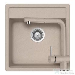   Schock NEMO N-100S konyhai mosogatótálca CRISTALITE® Sabbia 490 x 510 mm, gránit kompozit, Schock Epos konyhai csapteleppel, homok SETNN100SEEXSABB