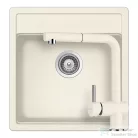 Schock NEMO N-100S konyhai mosogatótálca CRISTALITE® Vanilla 490 x 510 mm, gránit kompozit, Schock Epos konyhai csapteleppel, világos bézs SETNN100SEEXVANI
