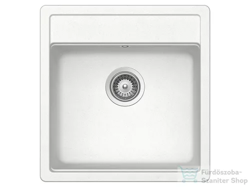 Schock NEMO N-100S konyhai mosogatótálca CRISTALITE® Alpina 490 x 510 mm, gránit kompozit, Schock Plutos konyhai csapteleppel, fehér SETNN100SPALPI