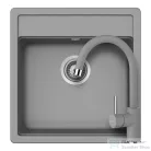 Schock NEMO N-100S konyhai mosogatótálca CRISTALITE® Croma 490 x 510 mm, gránit kompozit, Schock Plutos konyhai csapteleppel, szürke SETNN100SPCROM
