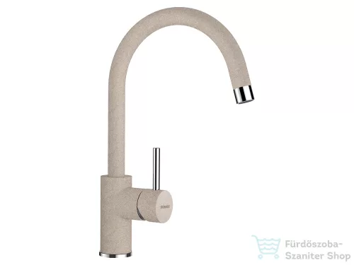Schock NEMO N-100S konyhai mosogatótálca CRISTALITE® Sabbia 490 x 510 mm, gránit kompozit, Schock Plutos konyhai csapteleppel, homok SETNN100SPSABB
