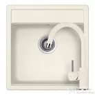 Schock NEMO N-100S konyhai mosogatótálca CRISTALITE® Vanilla 490 x 510 mm, gránit kompozit, Schock Plutos konyhai csapteleppel, világos bézs SETNN100SPVANI
