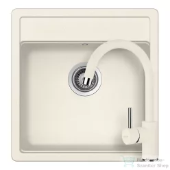   Schock NEMO N-100S konyhai mosogatótálca CRISTALITE® Vanilla 490 x 510 mm, gránit kompozit, Schock Plutos konyhai csapteleppel, világos bézs SETNN100SPVANI
