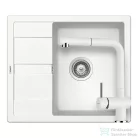 Schock RONDA D-100 konyhai mosogatótálca CRISTALITE® Alpina 580 x 500 mm, gránit kompozit, Schock Epos konyhai csapteleppel, fehér SETRD100EEXALPI